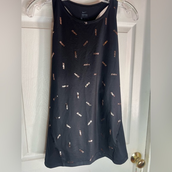 nike pro dri fit Tank Top Women’s Large Rose Gold All Over Logo Racerback - Picture 3 of 8